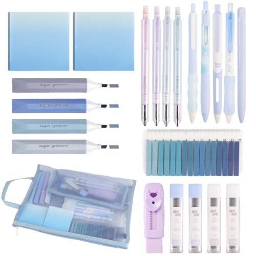 Buqoo 23-Piece Aesthetic Stationery Set for Students & Office - color: Blue