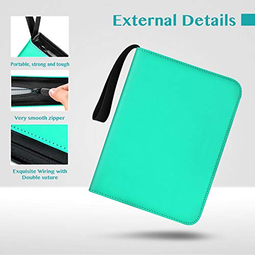 Teal 900 Card Binder with 9 Pockets, Durable and Waterproof PU Material, Acid Free, Suitable for All Trading Card Sizes - color: Teal