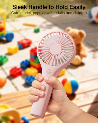 TriPole 2 Pack Mini Portable Handheld Fan Pink, Rechargeable Eyelash Fan - color: Pink&Pink(3 Speed)