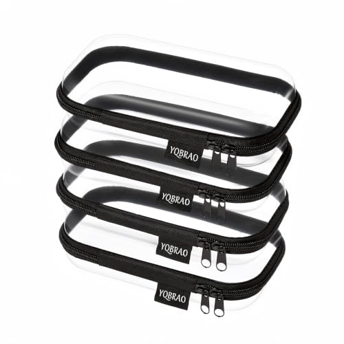 YQBRAO Clear Hard Shell Zipper Cases, 4 Small Cable Organizers, Black - color: Black, size: 4 Pack(S)