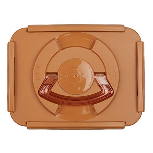 Crazy Korean Cooking Premium Fermentation and Storage Container for Kimchi, Sauerkraut with Inner Vacuum Lid, Sand Brown (5.2 L)