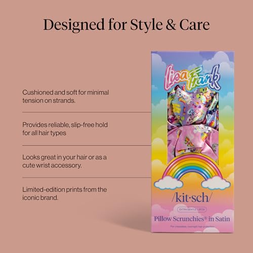 Lisa Frank x Kitsch Pillow Satin Scrunchies for Women - 2pcs - color: Lisa Frank