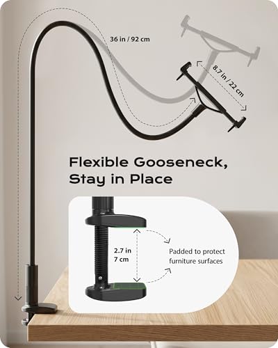 Stouchi Gooseneck Kindle Holder with Remote Page Turner for Bed Reading