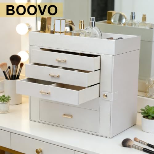 BOOVO Large Jewelry Boxes For Women (Pearl White, 6 Layer) - color: Pearl White, size: 6 Layer
