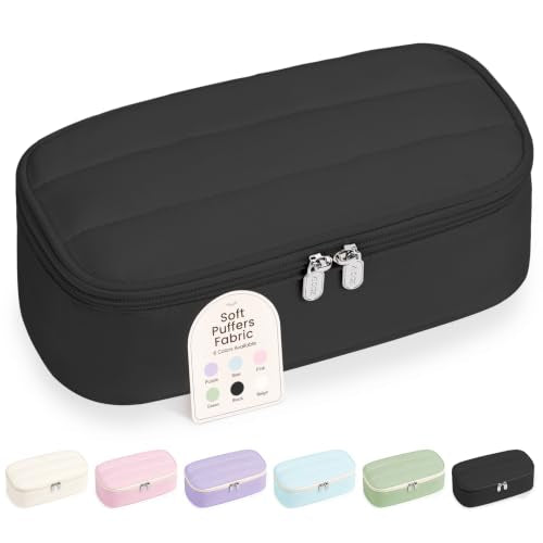 Sooez Cute Pencil Case, Soft Puffers Pencil Pouch, Large Pen Pencil Bag - color: Black
