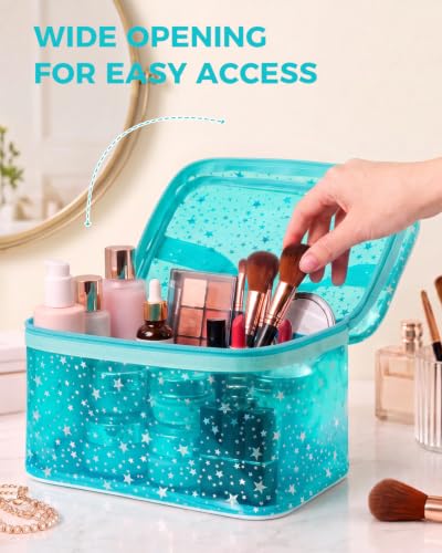 Star Clear Makeup Bag, Waterproof Travel Cosmetic Bag Toiletry bag,Blue - color: Blue