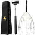 USAGA 20 Fingers Head Massager Scalp Massager Head Scratcher Extendable Back Scratcher for Head Body Relaxing (Black)