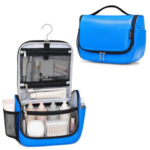 Travel Toiletry Bag for Women & Men, Waterproof Hanging Makeup Organizer - color: Blue