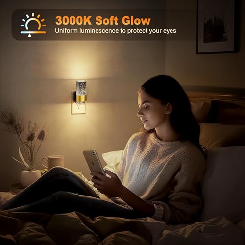 JandCase Night Lights Plug into Wall - color: Gold Bubble-3000K, size: 1 Pack