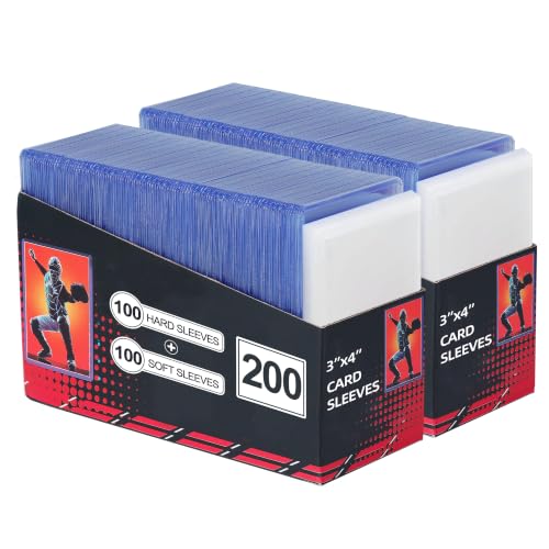 400 Card Sleeves Hard Plastic, 3"X4" Card Protectors, Baseball Card Sleeves - size: 200 Hard+200 Soft Sleeves