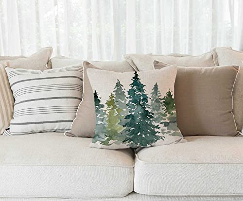 Solekla Throw Pillow Case Watercolor Grey Fir Trees Forest Cotton Linen Square Cushion Cover Standard Pillowcase for Men Women Kids Home Decorative Sofa Armchair Bedroom Livingroom 18 x 18 inch - color: Sl219