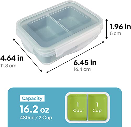 carrotez 2 Compartment Food Container, Green - 2 Cup (480ml) - color: Green, size: 2 Compartment (2 Cup)