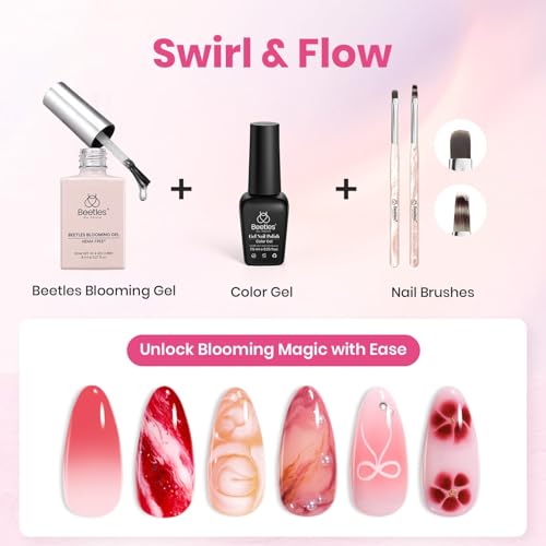 Beetles Blooming Gel Nail Art Brushes Set, Ombre Brush for Gel Polish - color: Marble
