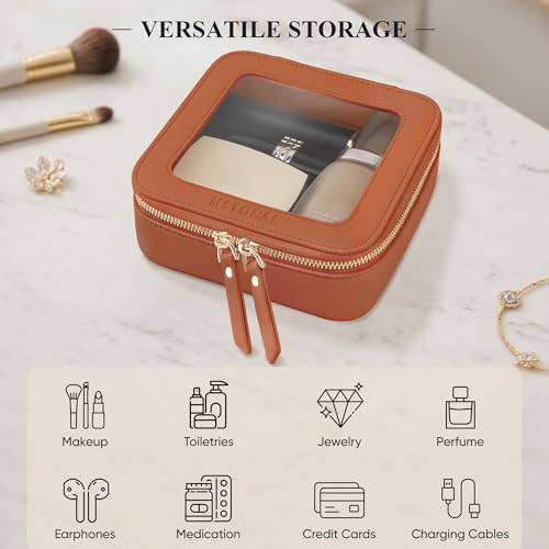 Clear Mini Makeup Bag for Fall, Cosmetic Make Up Pouch, Brown - color: Brown, size: Mini