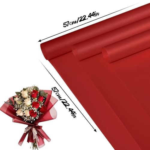 CCIJESW 20 Sheets Flower Bouquet Wrapping Paper Pure Red - color: 004-Slightly Transparent Red