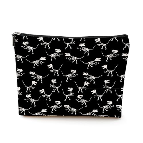 Boho Makeup Bag, Dinosaur Skeleton Cosmetic Bag Makeup Organizer Pouch - color: BoneDinosaur