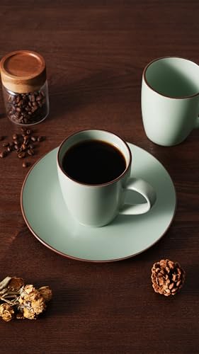famiware Venus Coffee Mugs Set of 4, 13 oz Ceramic Stoneware Mug Cup Set - color: Light Green, size: 4pcs