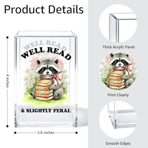 Well Read Slightly Feral Pen Pencil Holder, Raccoon Desk Accessories - color: Transparent37