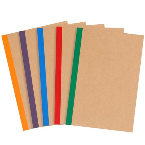 EOOUT 5 Pack A5 Composition Notebook, Kraft Lined Journal Bulk with Rainbow Spine, 5 Colors, 60 Pages for Women Girls Kids, School Office Supplies - color: Rainbow, style: Lined-5pack
