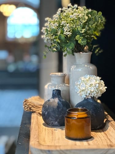 White Ceramic Vases, Rustic Flower Vase for Home Decor, Set of 3