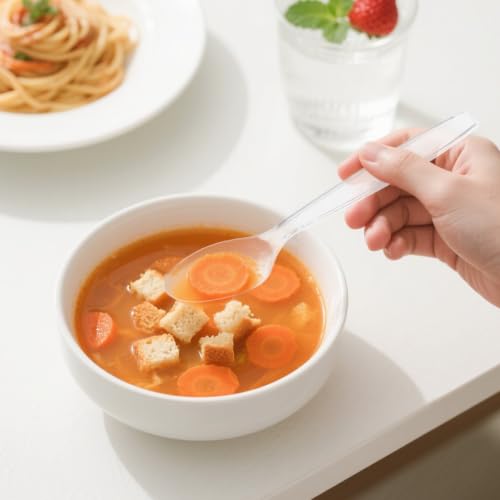 MOACOCK 200 Count Heavy Weight Clear Plastic Spoons - color: Clear