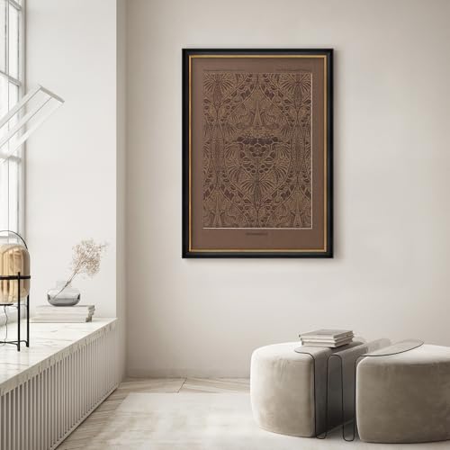 MUDECOR Premium Framed Wall Art Ornate Brown Jacquard Fabric Pattern Illustrations Impressionism Scenic Colorful for Living Room, Bedroom, Office - 26"x36" Black - color: A07-2308-na04, size: 36"L x 26"W, style: Black Frame