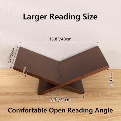 PUERSI Open Display Stand, Wooden Large Book Holder, Coffee Table Stand - color: Brown