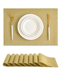 Leetaltree Gold Frame Placemats Set of 8 - Heat Resistant Woven Vinyl - color: C1- Gold Frame, size: Set of 8