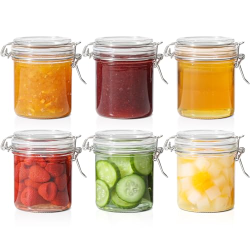 ComSaf Small Mason Glass Jars with Airtight Lids 8 oz 6 Pack Pantry - size: 8 fl oz x 6