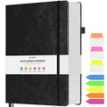 College Ruled Notebook B5, 312 Numbered Pages Diary, Lined Leather Journal - color: Black, size: B5