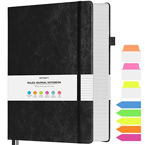 College Ruled Notebook B5, 312 Numbered Pages Diary, Lined Leather Journal - color: Black, size: B5