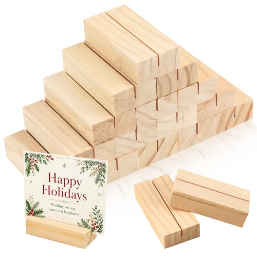 15Pcs 2.75x1.38 Inches Wood Table Number Stands, Wood Place Card Holders, Wooden Holders for Wedding, Ceremony, Birthday, Party, Home Decoration, Events (1mm Slots) - size: 15 Pcs- L 2.75"- Slots 1mm