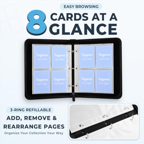 4 Pocket Card Binder,400 Capacity Trading Card Binder 4 Pocket, Refillable 3 Ring MTG Binder with Removable Pages,Waterproof Small Card Book Holder for Trading Cards,TCG&Sports Card Binder with Zipper - color: Black, size: 4-Pocket