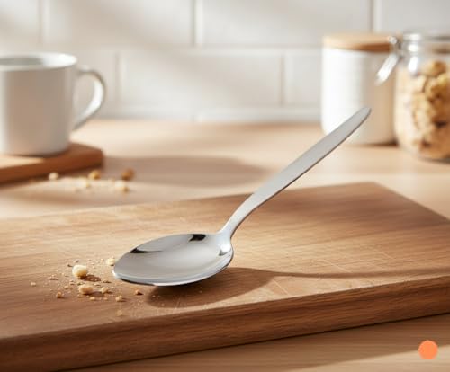 Chef Kunz Spoon | 9 inch 2.5 Tbsp18/10 Stainless Steel Silver Serving Spoons | Sauce, Basting, Quenelle, Plating, Cooking Chef Spoon, Dishwasher Safe