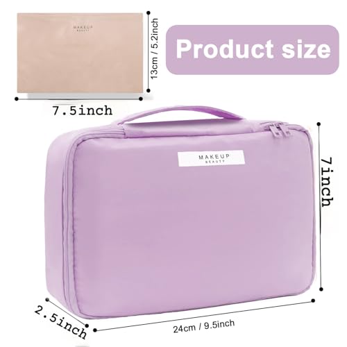 Queboom Travel Makeup Bag Cosmetic Bag Toiletry Bag for Women & Men, Purple - color: Purple-1pcs