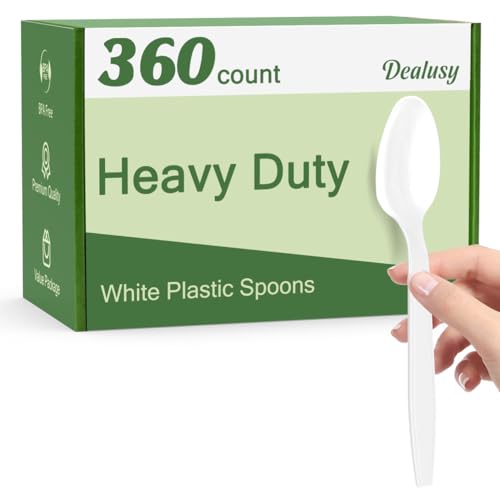 Dealusy 360 Count White Plastic Spoons Disposable - color: White