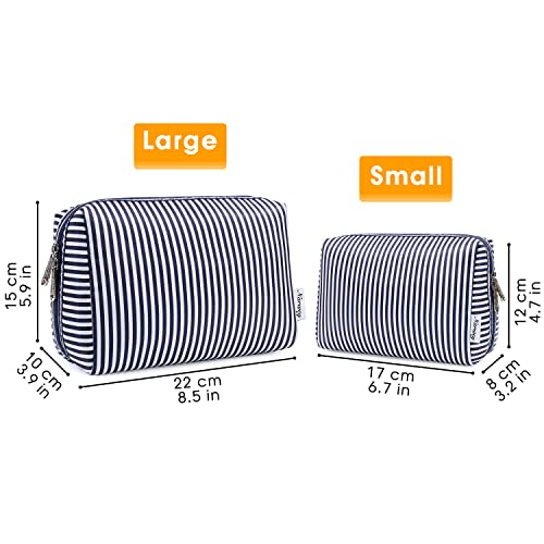 Narwey Makeup Bag Travel Toiletry Bag, Cosmetic Bag for Women Girls - color: Blue Stripe, style: Large