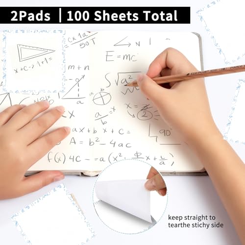 Sticky Notes 3x3 Inches, 2 Pads, Easy Post Cute Self-Stick Notes, Colorful Self Stick Notes Pads for Home Office Notebooks Accessories, Strong Adhesive Note Pad Blue Bows - color: Blue Bows