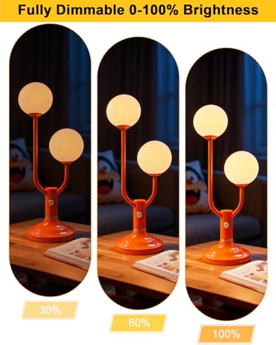 Lightdot Orange Table Lamp Dimmable Vintage Globe Lamp G9 2 Bulbs Included - color: 03-Orange-Globe-2U