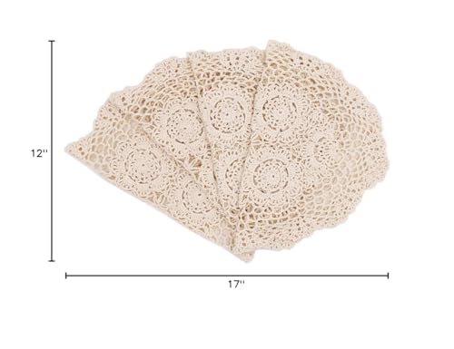 Phantomon Lace Doilies Handmade Crochet Placemats Cotton Doilies Cloth Lace, Pack of 4, Oval Shape, 12 x 17 inch (Beige) - color: Beige
