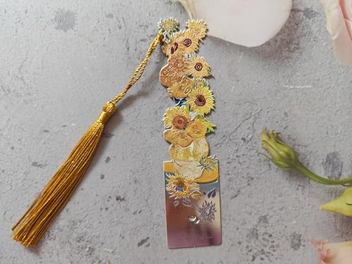 Ouyatoyu 5pcs Metal Bookmarks with Tassel, Flower Theme Pretty Book Marks for Reading, Cute Book Markers for Writers, Kids, Teens, Men Readers, Women Readers, Reading Accessories Gifts for Book Lovers