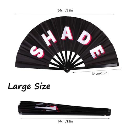 2 Pack Large Folding Hand Fan Men/Women Rave Fan, Chinese Kung Fu Tai Chi Hand Fan for Dancing, Festival, Gift, Party, Home Decorations(SHADE&YASSS) - color: SHADE & YASSS