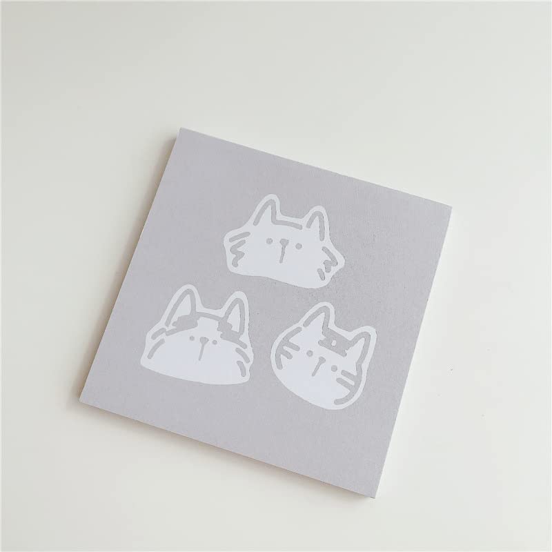 1/4 Pack 3 in. x 3 in. 50 Sheets Sticky Notes，Cartoon Cat Message Paper Memo Pads,Nom-Self-Stick Pads for Home Office (Grid)