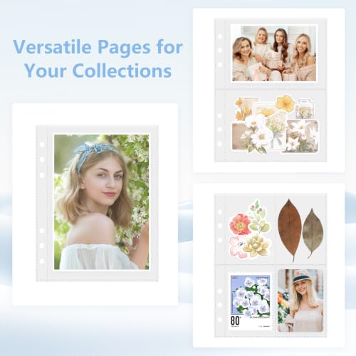30 Sheets Clear Binder Sleeves 1/2/4 Pocket Sheets Protectors Double Sided Plastic Sleeves for Photo Card Sticker Storage Organizer 6 Ring A5 Binder Inserts Refills Pocket Pages Set