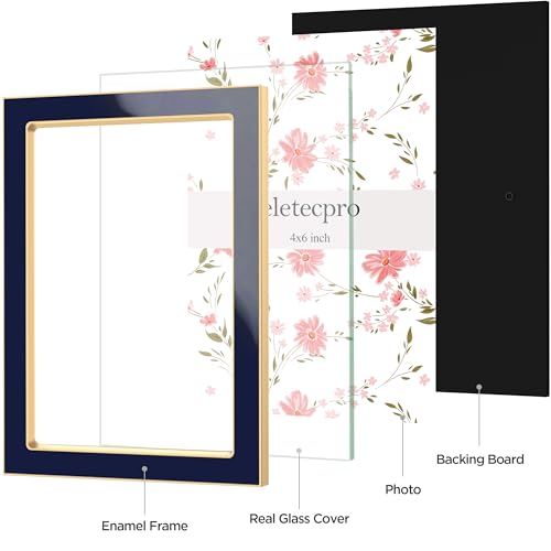 eletecpro 5x7 Enamel Picture Frame with Real Glass Cover, Navy, 2-Pack - color: Navy, size: 5x7