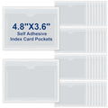 Chinco 30 Pcs Self Adhesive Clear Index Card Pockets,3.6 x 4.8 Inches - size: 4.8 x 3.6 Inches