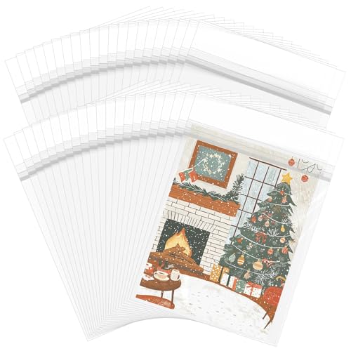 VOKOY 100 Pack 8 3/8 x 10 1/8 inches Crystal Clear Sleeves Storage Bags, Self Sealing Cellophane Bags Magazine Sleeves Protectors for 8x10 Photo Mats Art Prints Drawings - size: 8 x 10 Inch, style: 100 Pack