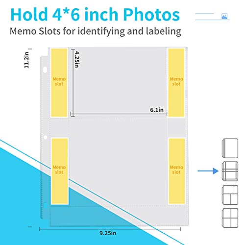 Fabmaker 30 Pack 4x6 Photo Sleeves for 3 Ring Binder, Hold 120 Photos - size: 4x6 inch 2 pocket