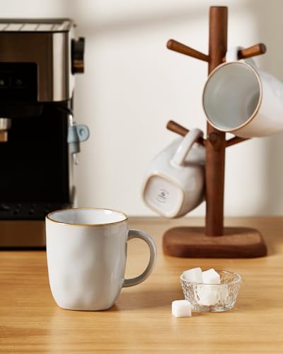 famiware Coffee Mugs Set of 4, Ocean Square 13oz Coffee Cup Set with Handle - color: Ocean Square-Cappuccino White, size: 4pcs