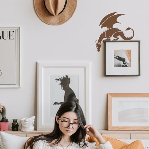 FINGERINSPIRE Dragon Painting Stencil with Paint Brush 11.8x11.8inch Pterosaur Drawing Template Dragon Pattern Stencil Corner Theme Decoration Template for Painting on Wood Wall Fabric Furniture - style: Dragon